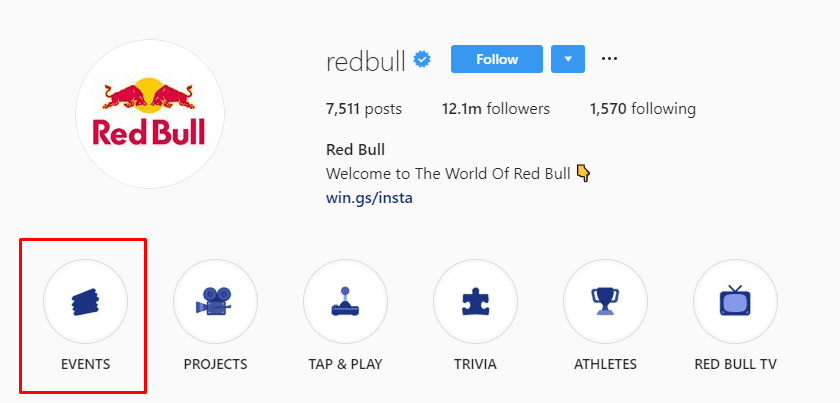 Historias de Instagram Destacadas de Red Bull