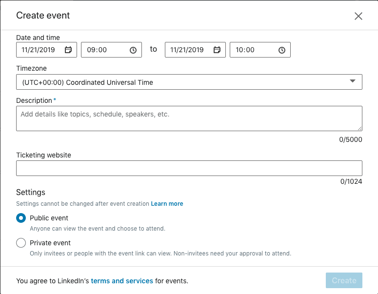 LinkedIn Events: La segunda mitad de la página del evento.